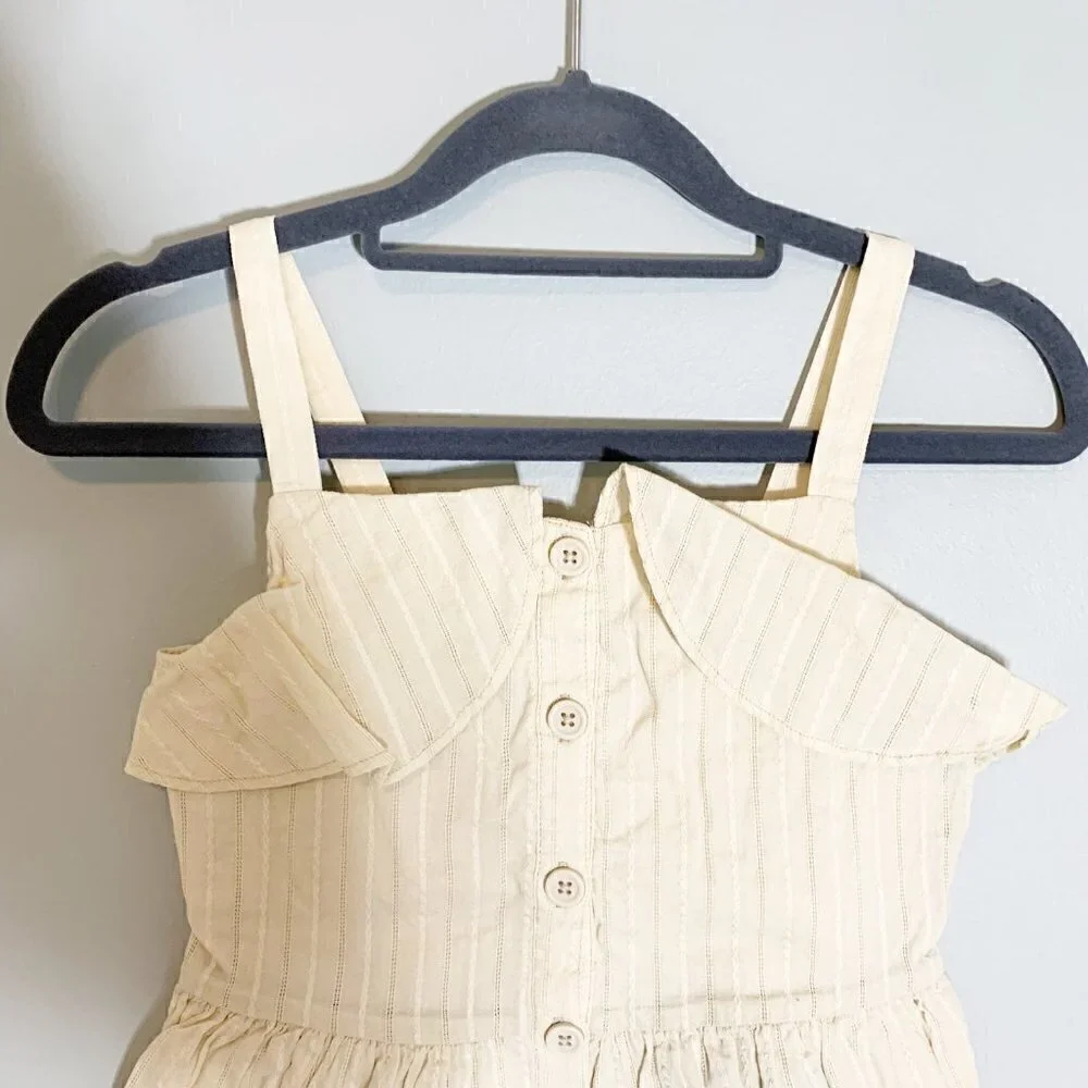 5/$25‎ Gymboree Girls Cream Pinstripe Button Front Ruffle Dress Size 10